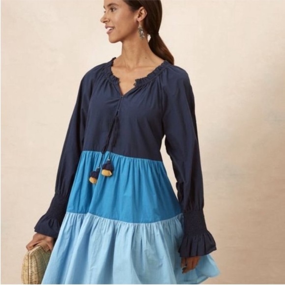 Figue Dresses & Skirts - Figue Dress Bella Mini Tiered in Colorblock Blue